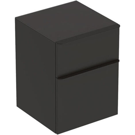 Meuble latéral bas Geberit Smyle Squareavec deux tiroirs: Largeur 45cm, Hauteur 60cm, Profondeur 47cm, gris velouté / laqué mat, gris velouté / thermopoudré mat
