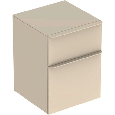Meuble latéral bas Geberit Smyle Squareavec deux tiroirs: Largeur 45cm, Hauteur 60cm, Profondeur 47cm, sable gris/laqué très brillant, sable gris / thermopoudré mat