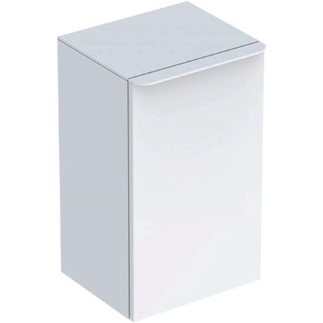 Meuble latéral bas Geberit Smyle Squareavec une porte: Largeur 36cm, Hauteur 60cm, Profondeur 32.6cm, blanc / laqué très brillant, blanc alpin / thermopoudré mat, Charnières à droite