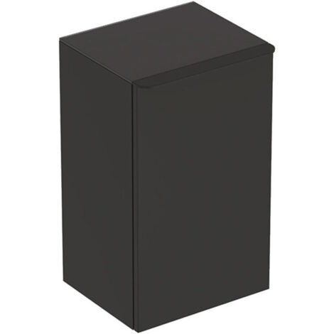 Meuble latéral bas Geberit Smyle Squareavec une porte: Largeur 36cm, Hauteur 60cm, Profondeur 32.6cm, gris velouté / laqué mat, gris velouté / thermopoudré mat, Charnières à droite
