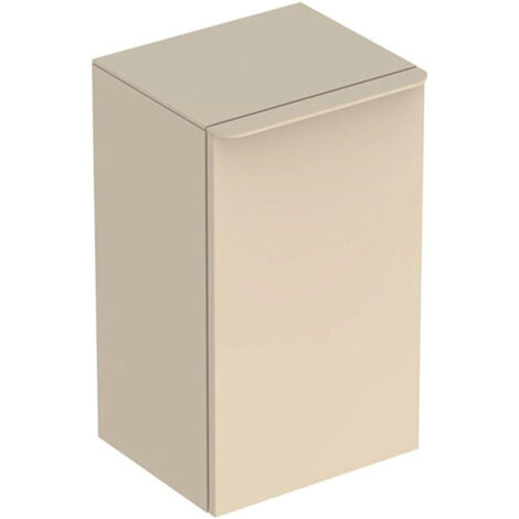 Meuble latéral bas Geberit Smyle Squareavec une porte: Largeur 36cm, Hauteur 60cm, Profondeur 32.6cm, sable gris/laqué très brillant, sable gris / thermopoudré mat, Charnières à gauche