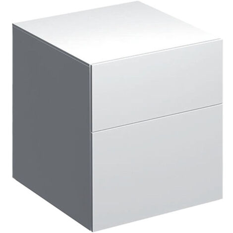 Meuble latéral bas Geberit Xeno²avec deux tiroirs: Largeur 45cm, Hauteur 51cm, Profondeur 46.2cm, Blanc / Laqué ultra-brillant