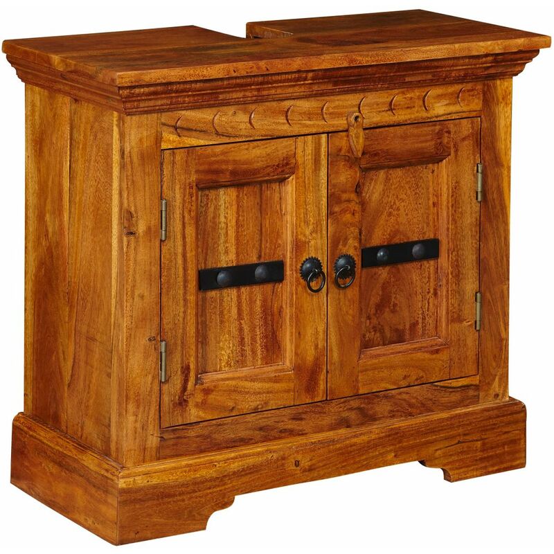 Massivmoebel24 - Meuble lavabo 66x30 Acacia laqué Miel oxford 01007