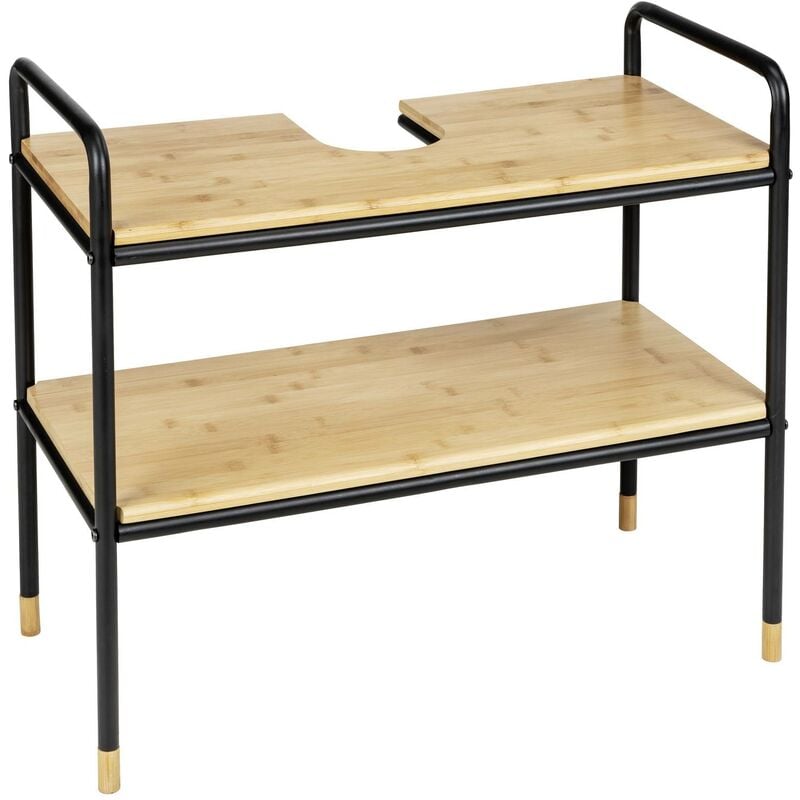 Wenko - Meuble lavabo, 70 x 60 x 33,5 cm, plan de travail en bambou, Loft