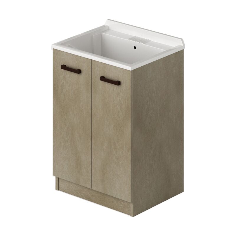 Meuble lavabo à linge 2 portes coloris Clay H86x61x50cm