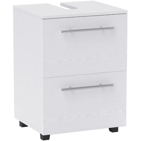 Meuble-lavabo de salle de bain blanc en bois, avec tiroirs et placards de rangement, meuble sous-vasque compact, dimensions 41,5 x 35,5 x 59 cm