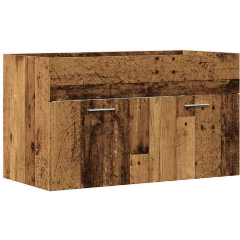 Meuble lavabo de salle de bain，Armoire de bain vieux bois bois d'ingénierie CFW168866