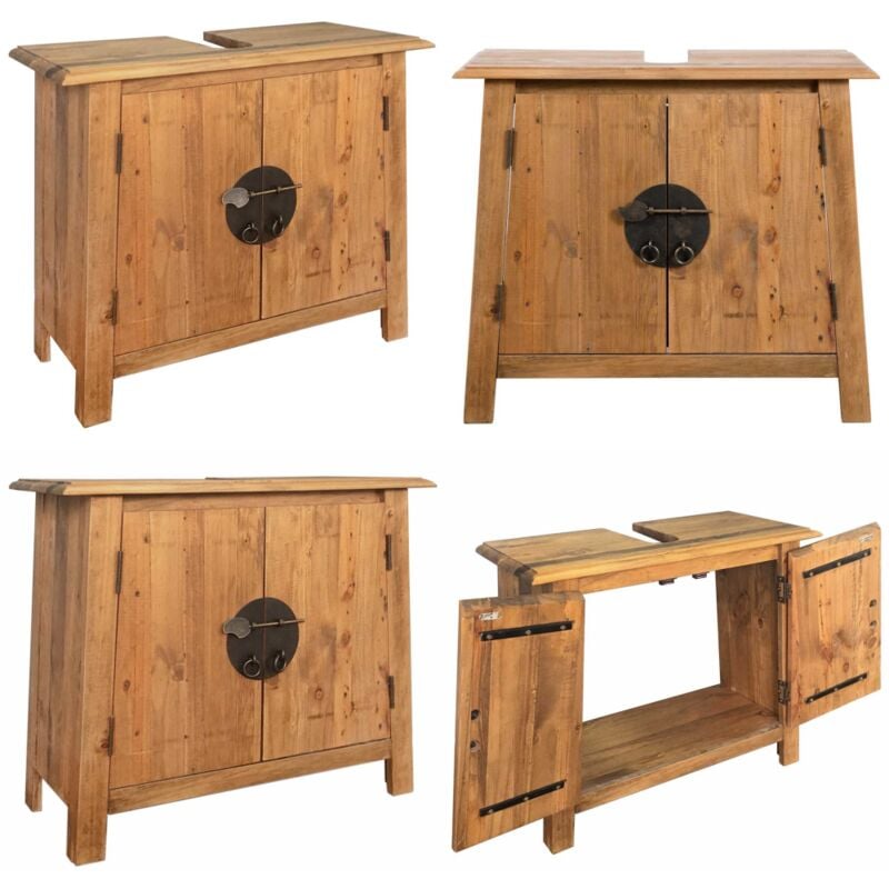 Meuble-lavabo de salle de bains pin massif 70x32x63 cm - Meuble Lavabo - Meuble Salle De Bain - Meuble En Bois - Design Vintage - Style Rétro - Home