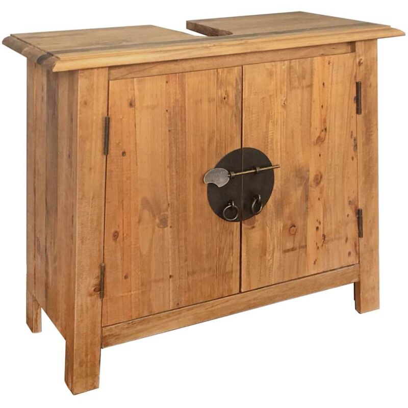 Meuble lavabo de salle de bains pin massif 70x32x63 cm