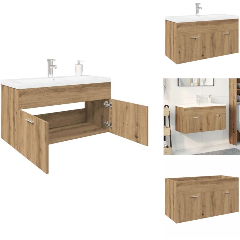 Meuble lavabo et bassin intégré chêne artisanal bois ingénierie - Meuble Avec Vasque Intégrée - Meubles Avec Vasques Intégrées - Armoire Lavabo De