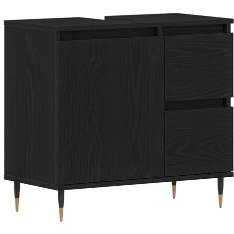 Meuble lavabo Noir Chêne 65x33x60 cm Bois d'ingénierie CFW23611