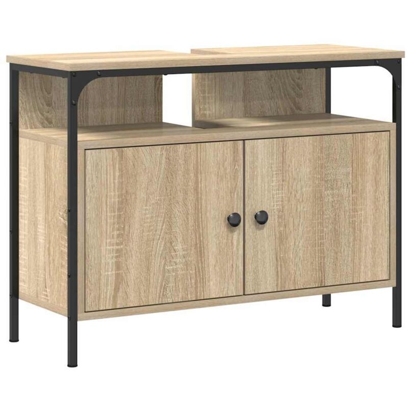 Meuble Lavabo Salle de Bain Chêne Sonoma 80x30x60 cm Bois d'ingénierie CFW20579