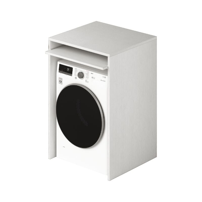 Webmarketpoint - Meuble lave-linge avec étagère coulissante en Blanc H105x71x65cm
