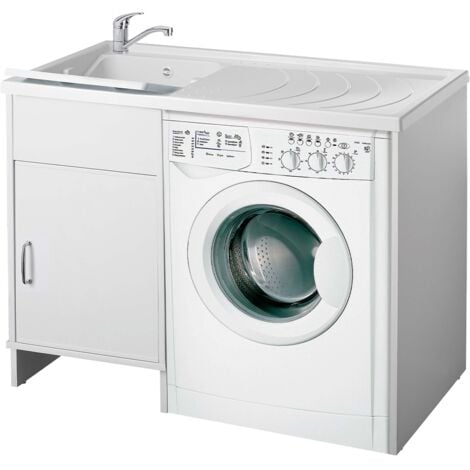Meuble lave-linge avec vasque réversible et 1 porte 9008K Negrari