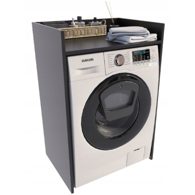 Meuble lave-linge TS, colonne noire, pour la salle de bain