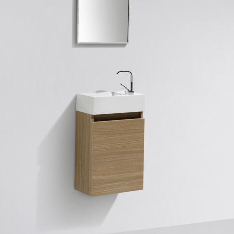 Meuble lave-main salle de bain design SIENA largeur 40 cm noyer