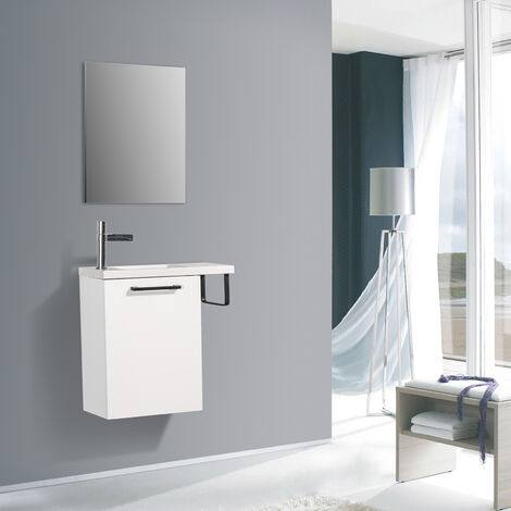 Meuble lave-mains avec porte serviette intégré TABLO 400 dans différentes couleurs - armoire de toilette en option