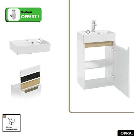 Meuble lave-mains avec vasque - Siphon OFFERT  OPRA  Blanc  43 x 60 x 30 cm