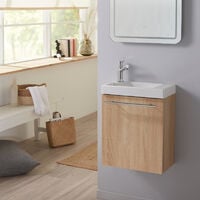 Meuble lave-mains complet couleur chêne Oak bordolino avec mitigeur eau chaude/eau froide