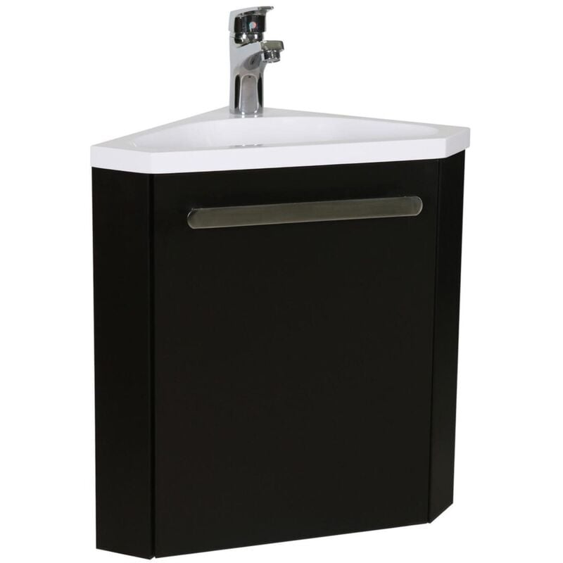 Meuble lave-mains d'angle noir skino