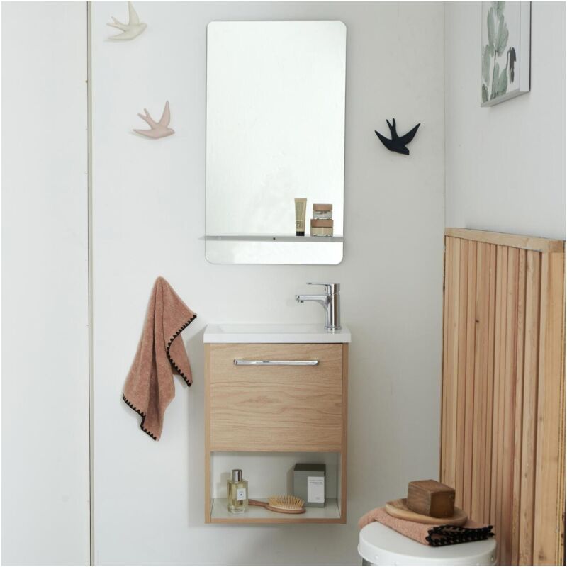 Mob-in - Ensemble meuble lave-mains nika + robinet + Miroir