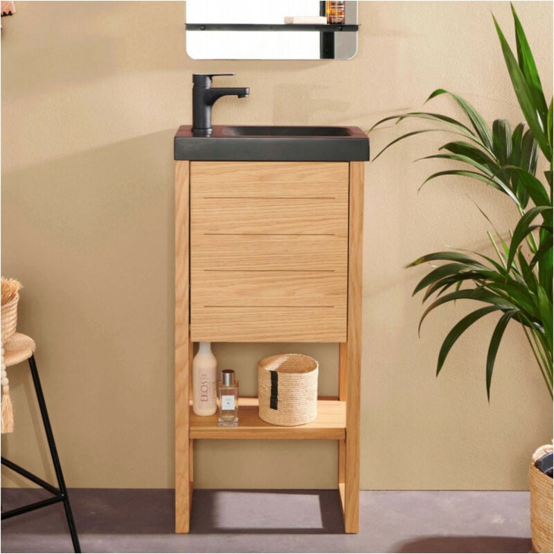 Meuble lave-mains vasque noire atoll