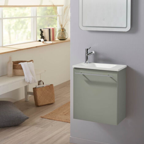 Meuble lave-mains pour WC Vert de gris tendance et design avec mitigeur