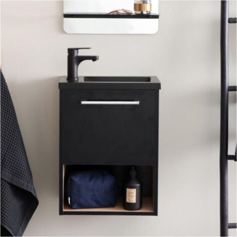 MOB-IN Meuble lave-mains suspendu avec niche et vasque résine 53x40cm