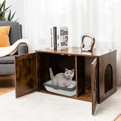 Meuble Litiere Chat, Maison de Toilette pour Chat ,70 x 52 x 51 CM, Marron Rustique…