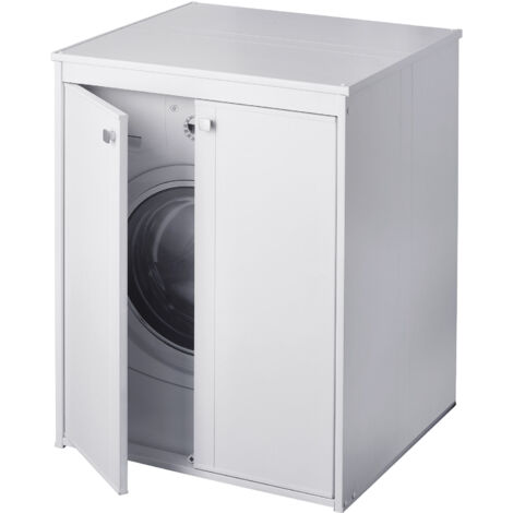 Meuble machine à laver en PVC – Dimensions 70x60x94 cm – Portes de fermeture – Kit intérieur/extérieur avec pieds réglables – Cr Smart