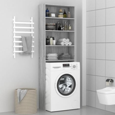 Meuble machine à laver  Meuble pour WC Sonoma gris 64x24x190 cm 96953