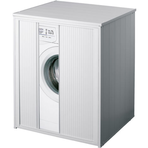Meuble machine à laver XXL en PVC – Dimensions 76,3x71x94 cm – Fermeture économiseuse d’espace – Pour intérieur/extérieur – Cr Smart