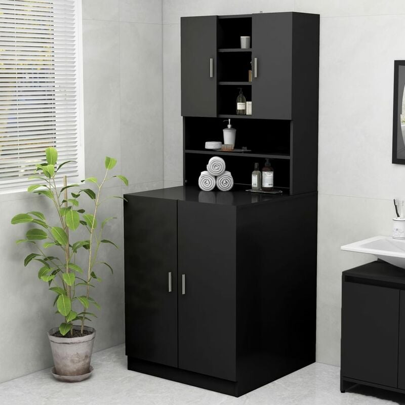 Meuble machine à laver Meuble pour wc Noir 70,5x25,5x90 cm 94109