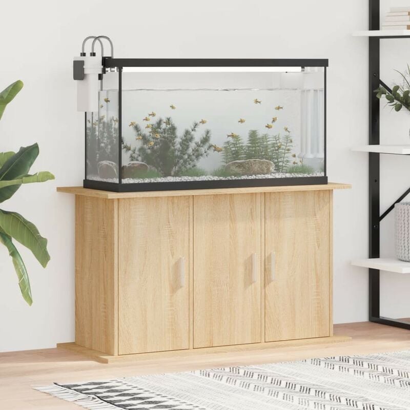 Meuble Marron Clair Pour aquariums de 100 x 40 cm. 3 Portes Support solide et stable pour aquariums - Chêne Clair