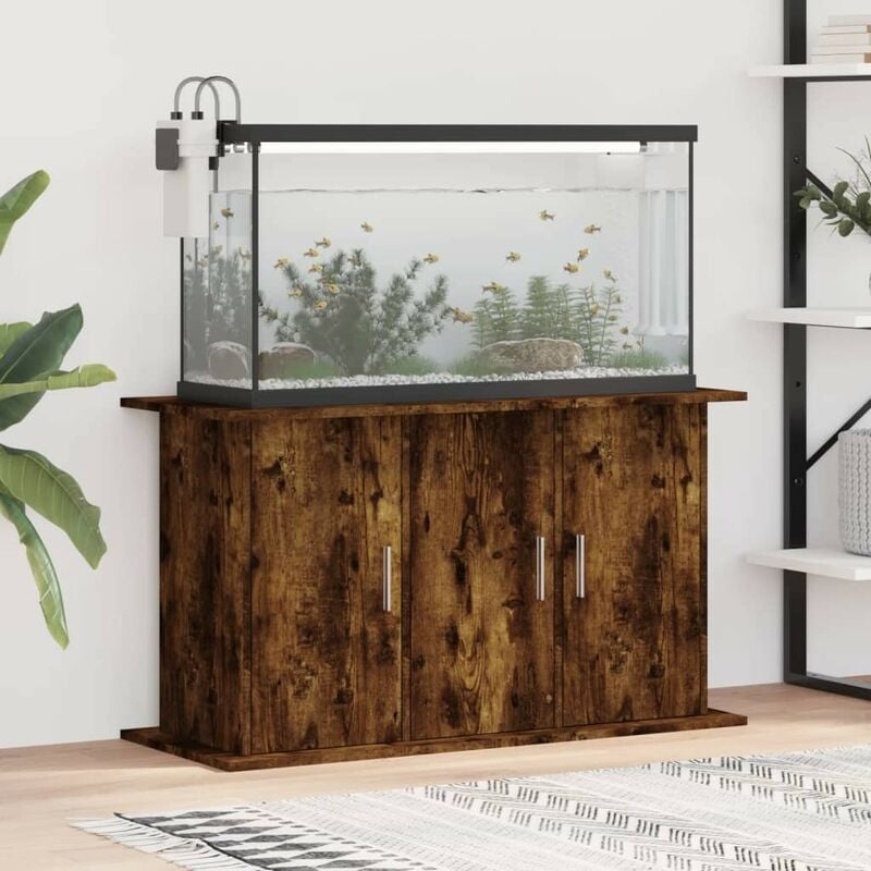 Meuble Marron Foncé Pour aquariums de 100 x 40 cm. 3 Portes Support solide et stable pour aquariums - Chêne Foncé