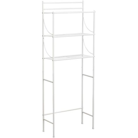 Meuble metal 3 tablettes pour toilettes - blanc - Tendance