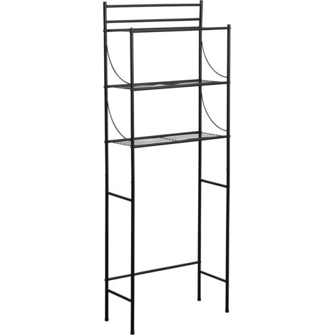 Meuble metal 3 tablettes pour toilettes - noir - Tendance