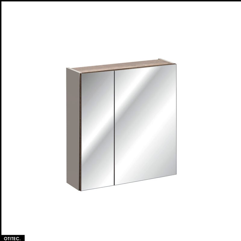 Otitec - Meuble miroir - 60 cm - 2 portes - bold taupe