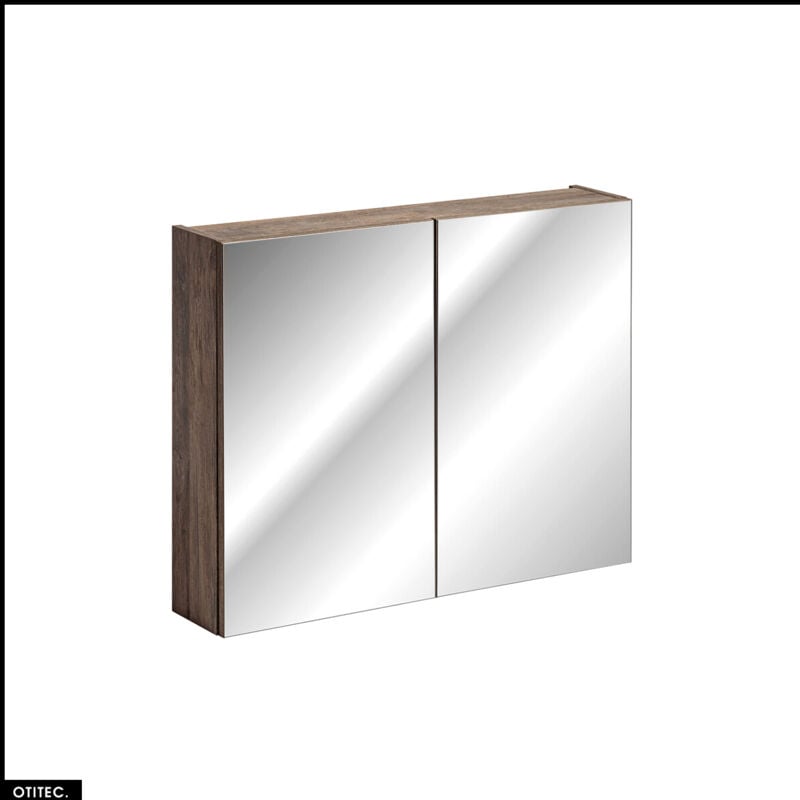 Otitec - Meuble miroir - 80 cm - 2 portes - bold oak