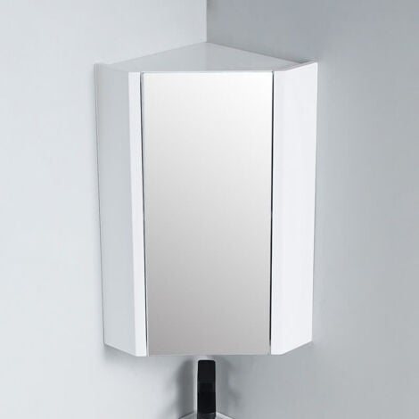 Meuble Miroir d'Angle de salle de bain - Blanc - 31x31 cm - City