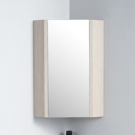 Meuble Miroir d'Angle de salle de bain - Chêne Gris - 31x31 cm - Scandinave