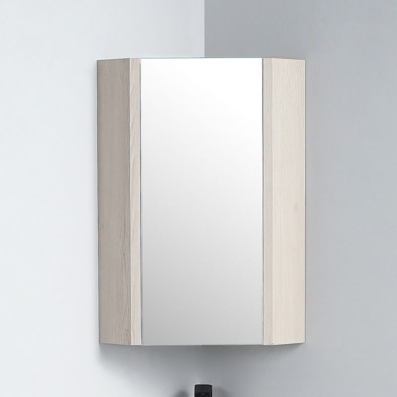 Rue Du Bain - Meuble Miroir d'Angle de salle de bain Chêne Gris 31x31cm - Scandinave