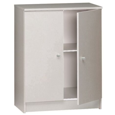 Meuble multifonctionnel 62xH80 cm blanc mat avec deux portes Blanc