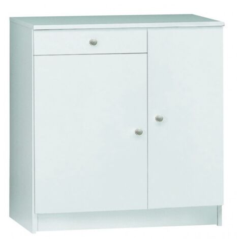 Meuble multifonctionnel 77xH80 cm Blanc mat avec deux portes et un tiroir Blanc
