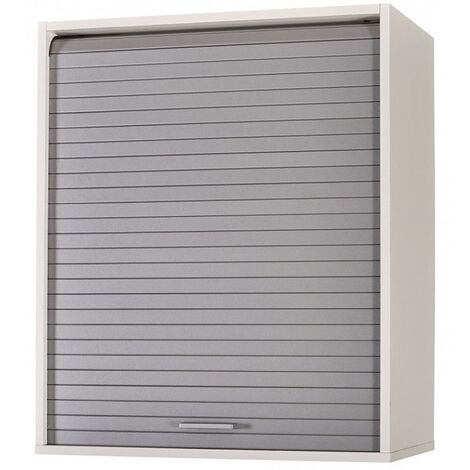 Meuble mural de cuisine blanc à rideau gris Couna L 60 x H 72cm