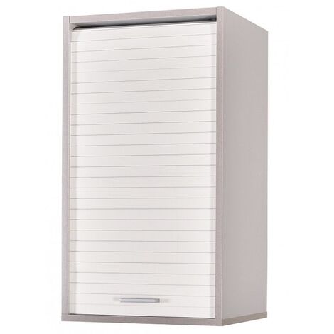 Meuble mural de cuisine gris à rideau blanc Couna L 40 x H 72cm