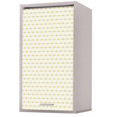 Meuble mural de cuisine gris à rideau étoiles jaunes Couna L 40 x H 72cm