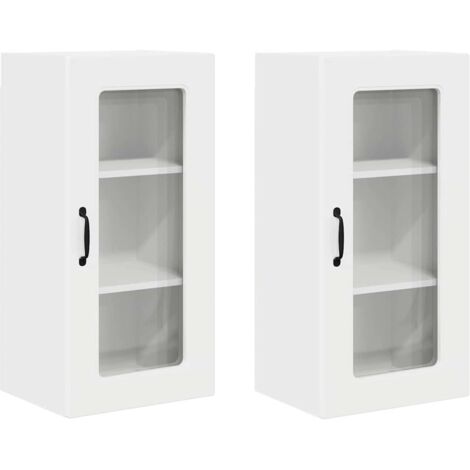 Meuble mural de cuisine，Armoire de cuisine 2 pcs Blanc brillant 40 x 31 x 80 cm CFW60869