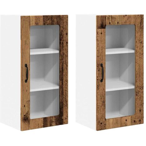 Meuble mural de cuisine，Armoire de cuisine 2 pcs Bois Ancien 40 x 31 x 80 cm CFW76463