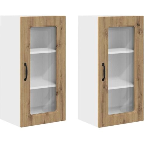 Meuble mural de cuisine，Armoire de cuisine 2 pcs Chêne artisanal 40 x 31 x 80 cm CFW66134